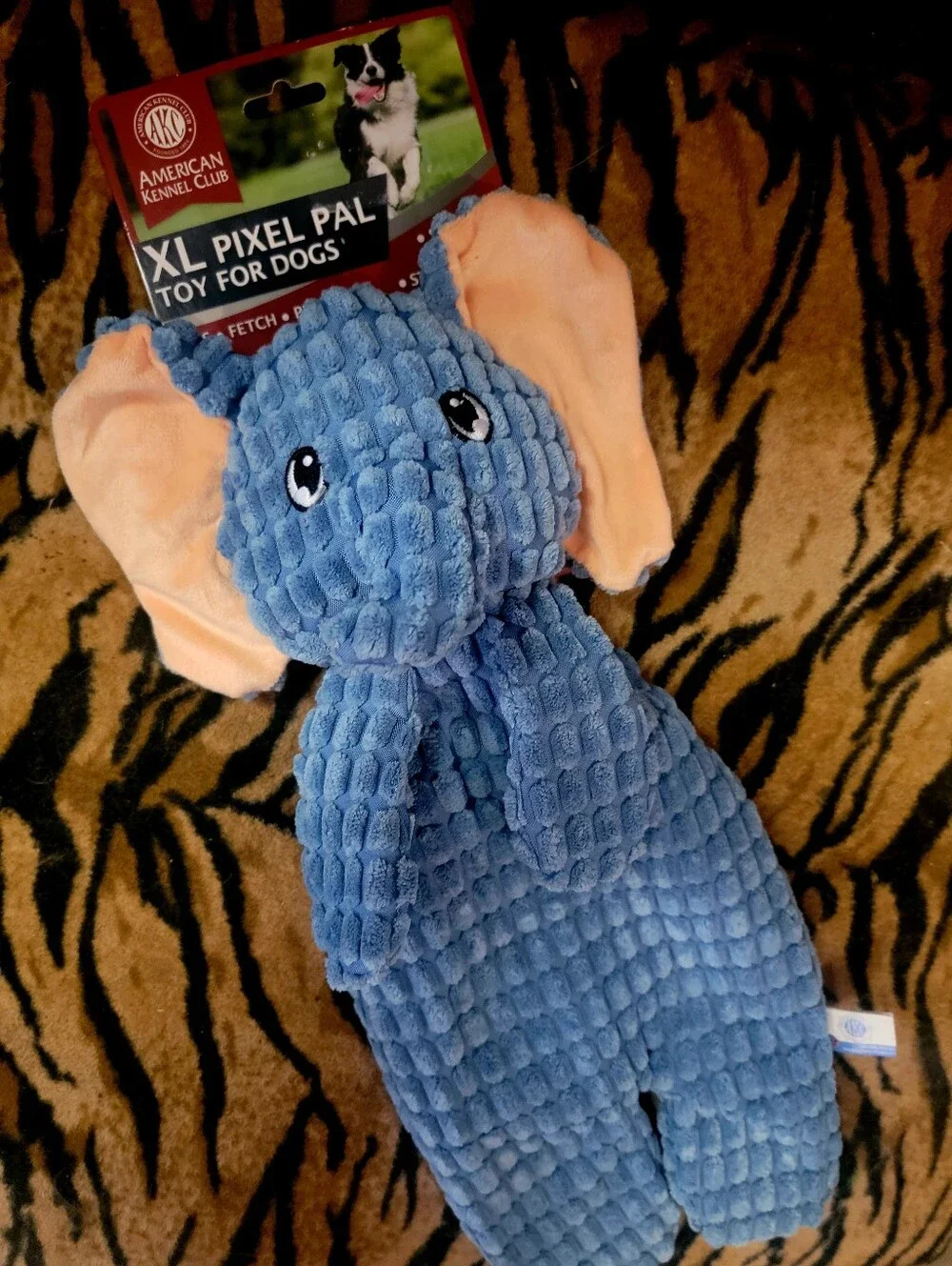 AKC Dog Elephant Pixel Pal Squeak And Crinkle Large XLarge Dog Toy Ea.